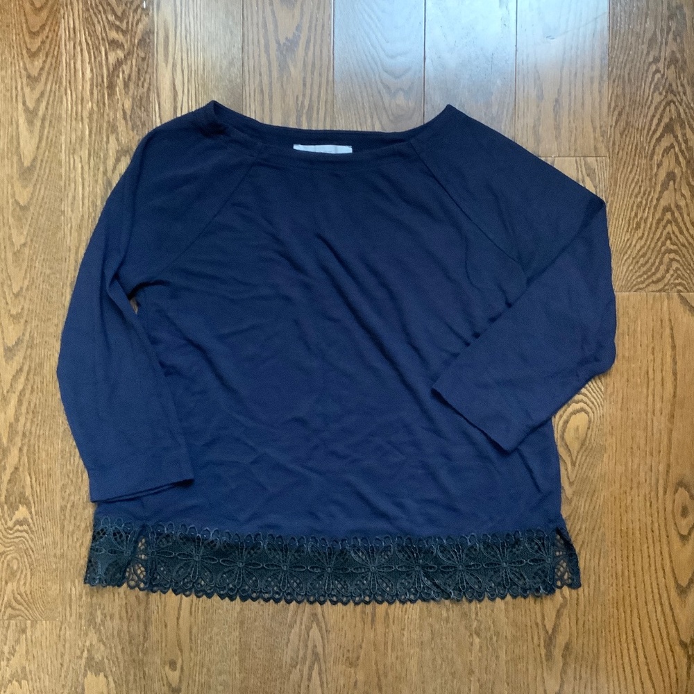 LOFT Sweater Shirt with Lace Detail. Size M Petite